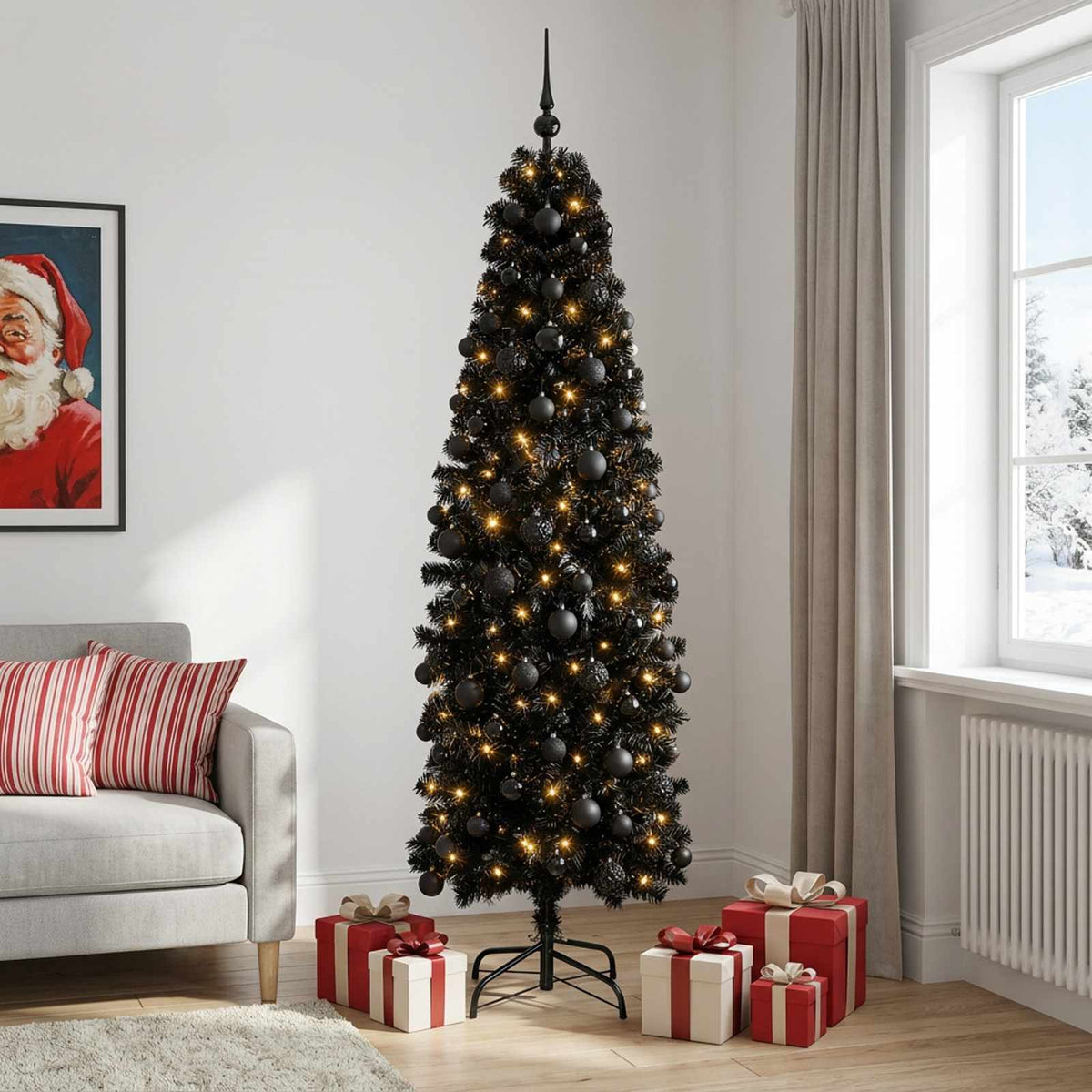 Umjetno usko božićno drvce s kuglicom 180 cm 300 LED lampica