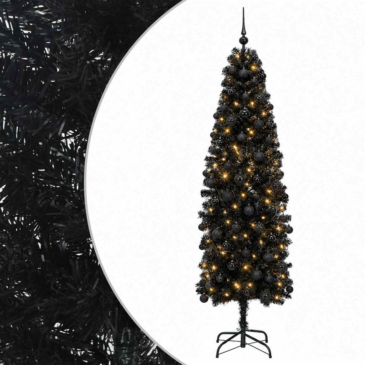 Umjetno usko božićno drvce s kuglicom 180 cm 300 LED lampica