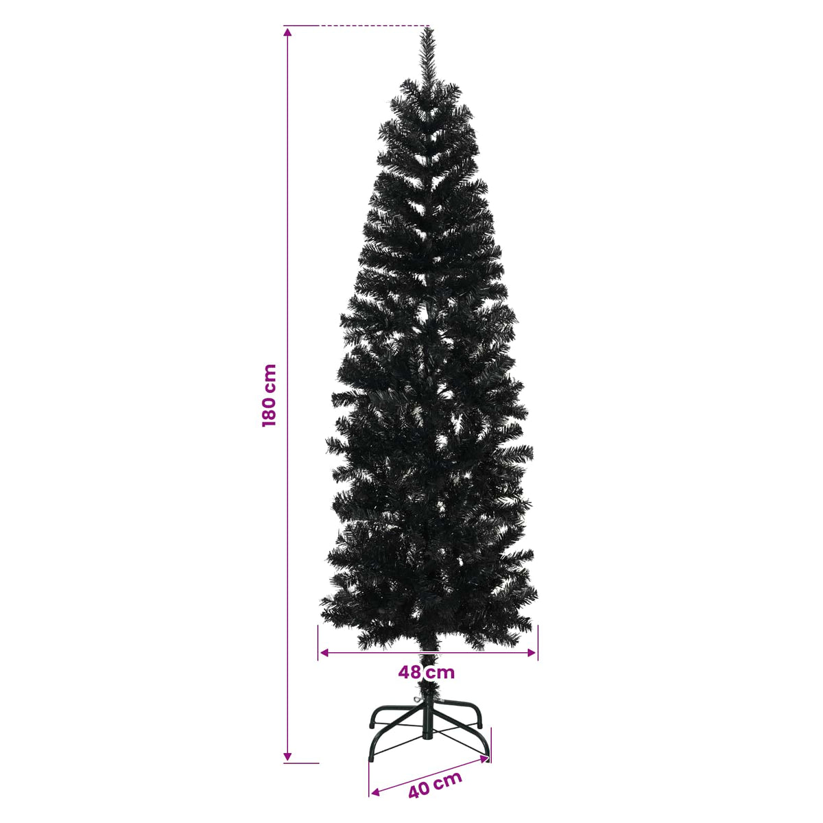Umjetno usko božićno drvce s kuglicom 180 cm 300 LED lampica