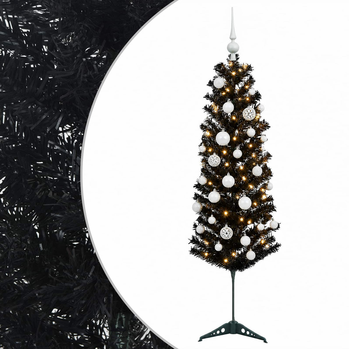 Umjetno usko božićno drvce s kuglicom 150 cm 150 LED lampica
