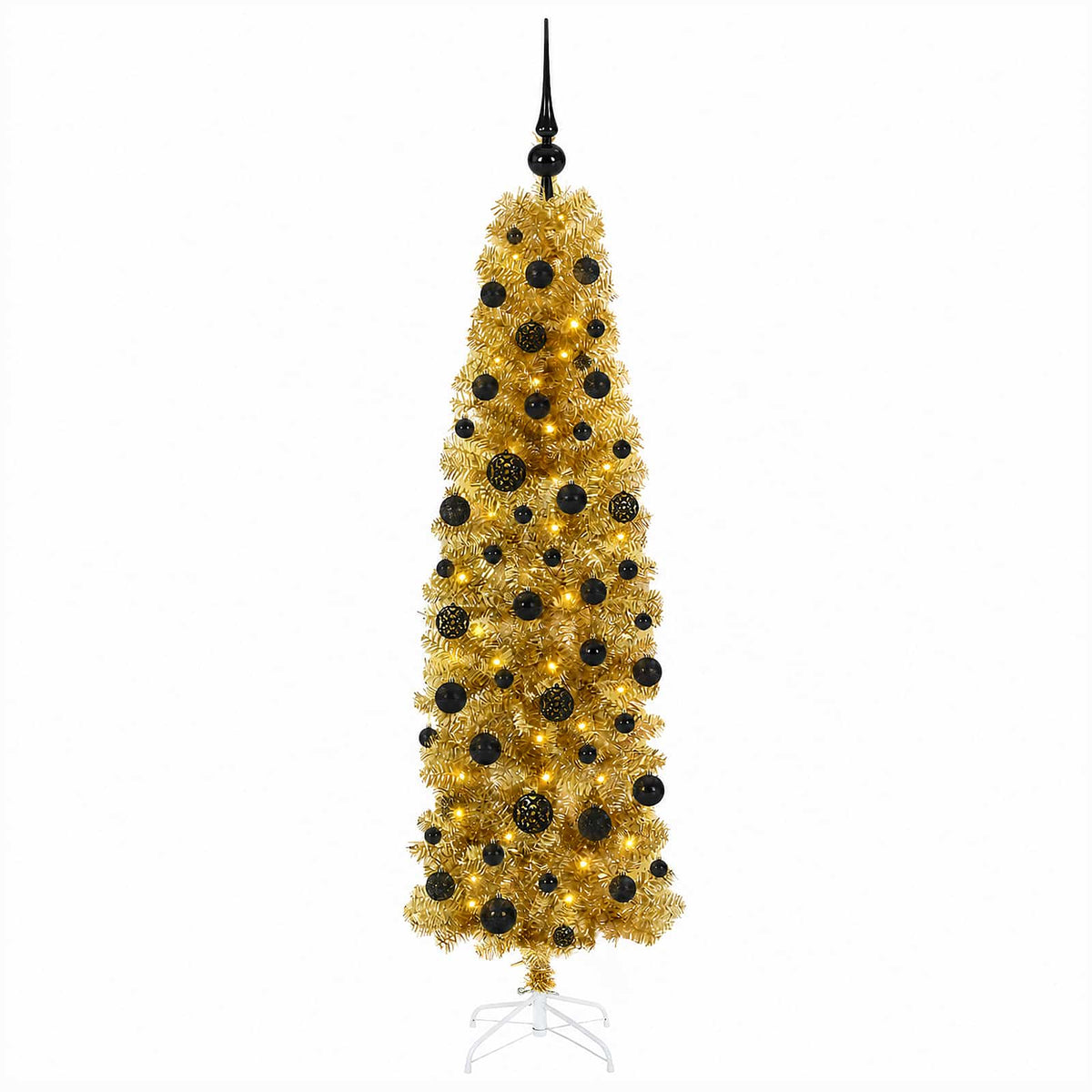Umjetno usko božićno drvce s kuglicama 180 cm 300 LED lampica