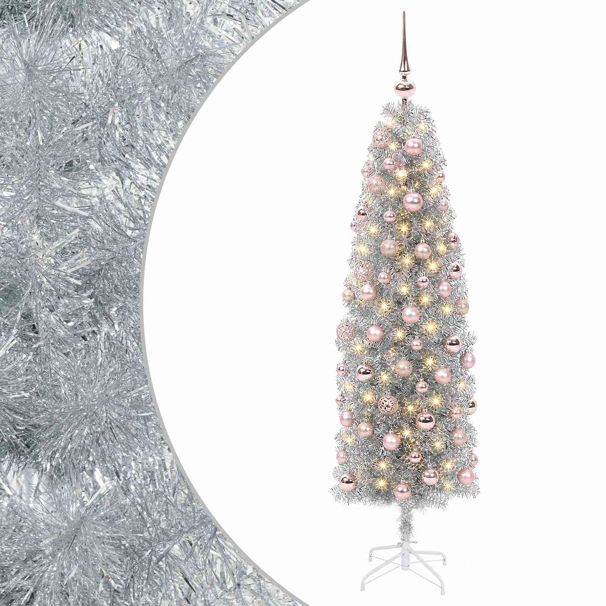 Umjetno usko božićno drvce s kuglicom 180 cm 300 LED lampica