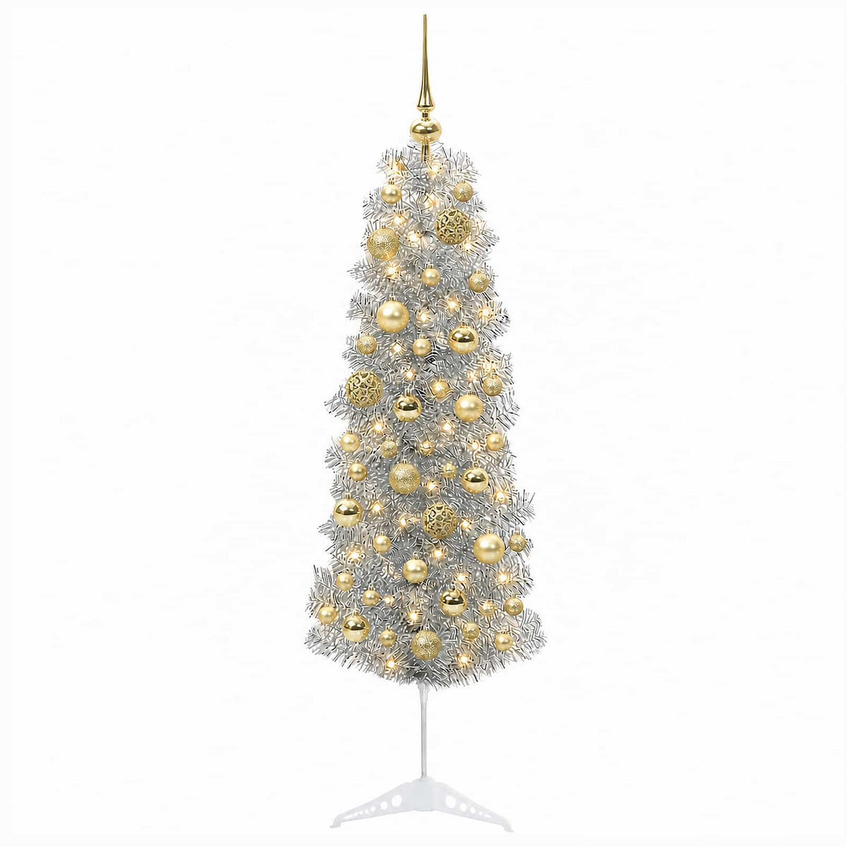 Umjetno usko božićno drvce s kuglicom 150 cm 150 LED lampica