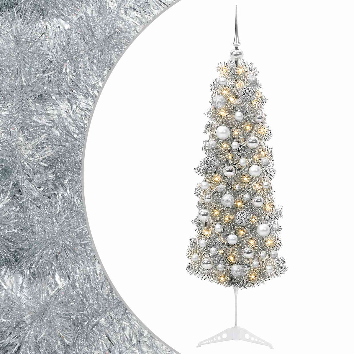 Umjetno usko božićno drvce s kuglicom 150 cm 150 LED lampica