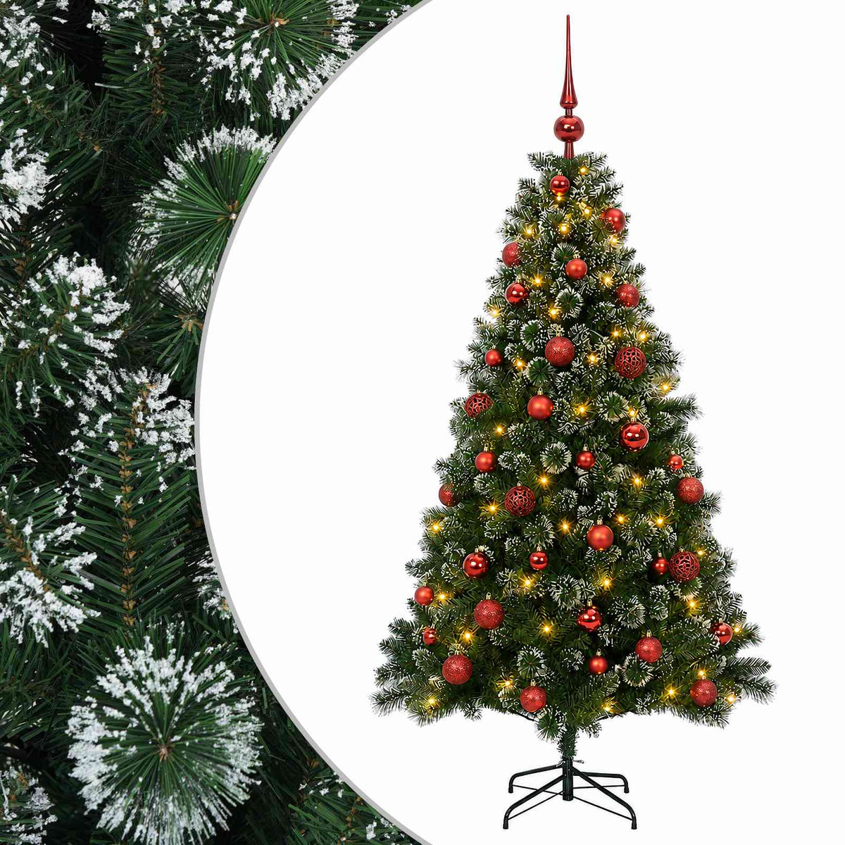 Umjetno božićno drvce s kuglicama 120 cm 150 LED lampica