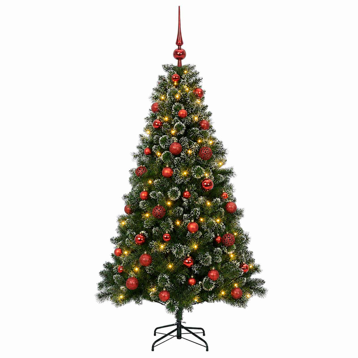 Umjetno božićno drvce s kuglicama 120 cm 150 LED lampica