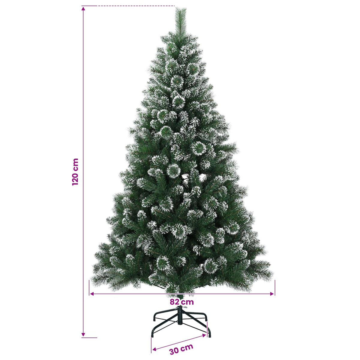 Umjetno božićno drvce s kuglicama 120 cm 150 LED lampica