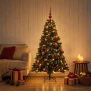 Umjetno božićno drvce s kuglicama 120 cm 150 LED lampica
