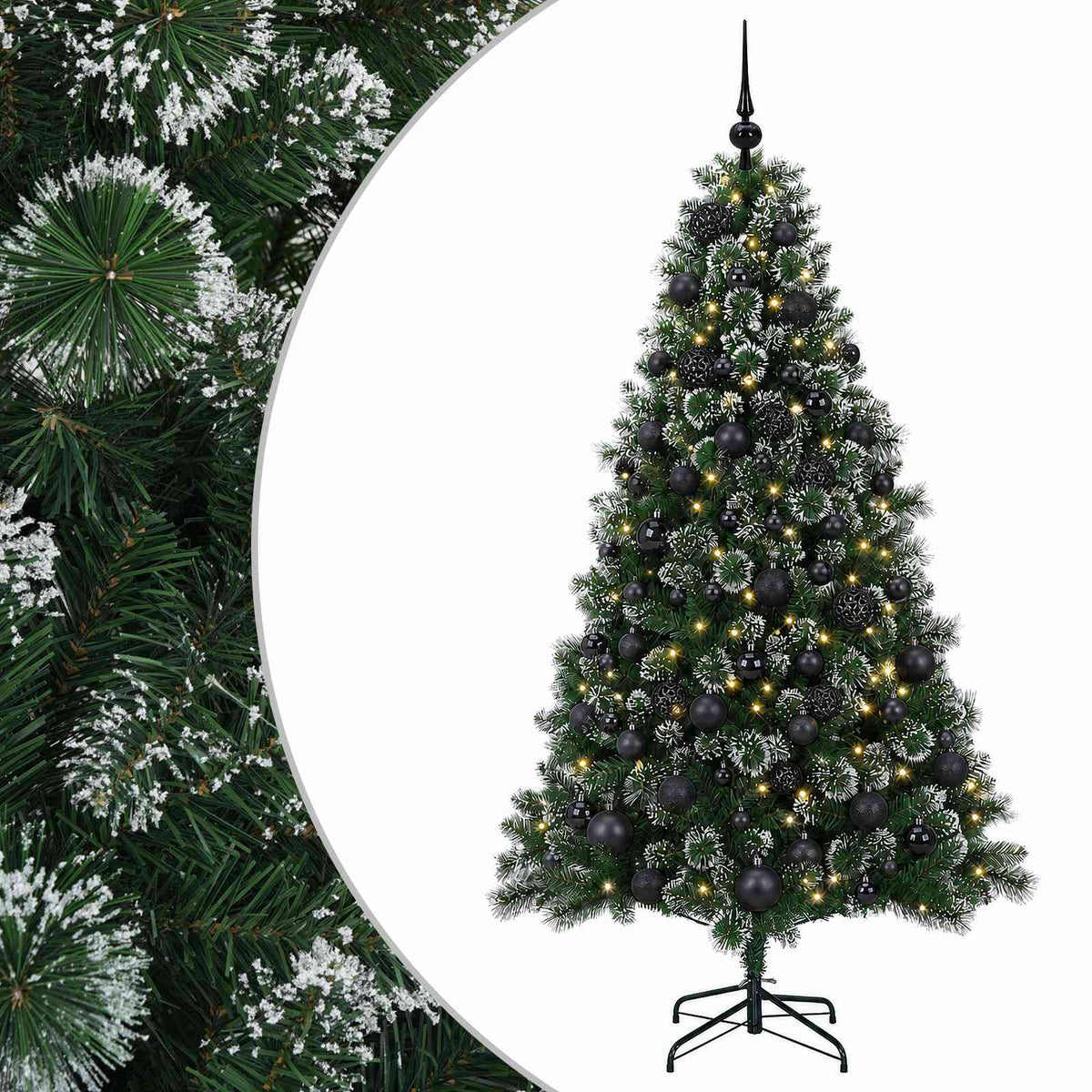 Umjetno božićno drvce s kuglicama 210 cm 300 LED lampica