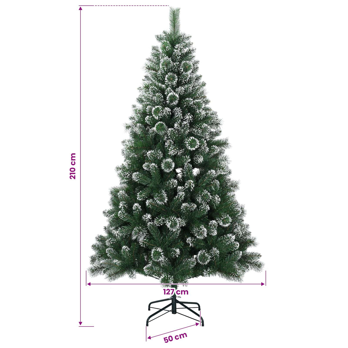 Umjetno božićno drvce s kuglicama 210 cm 300 LED lampica