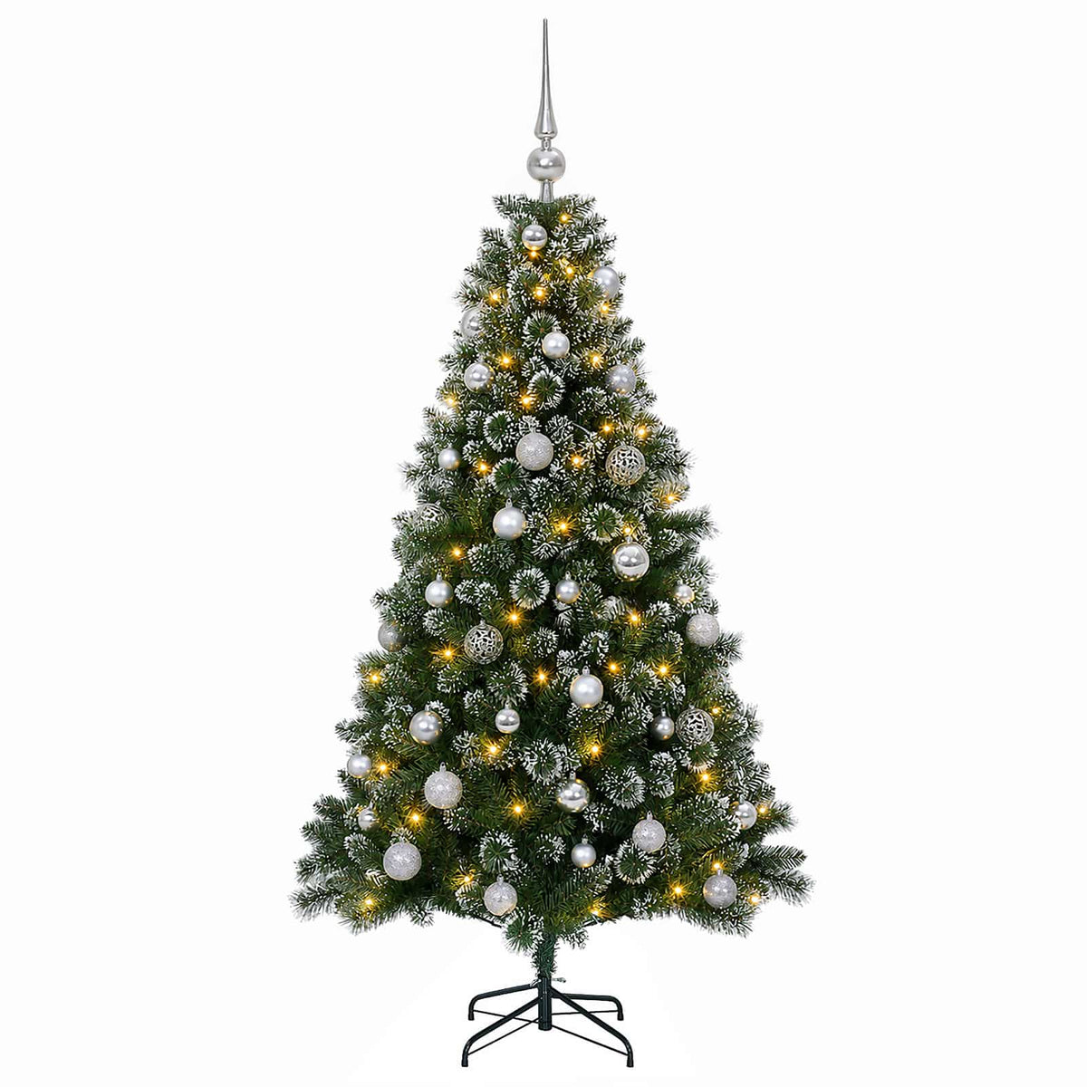 Umjetno božićno drvce s kuglicama 120 cm 150 LED lampica