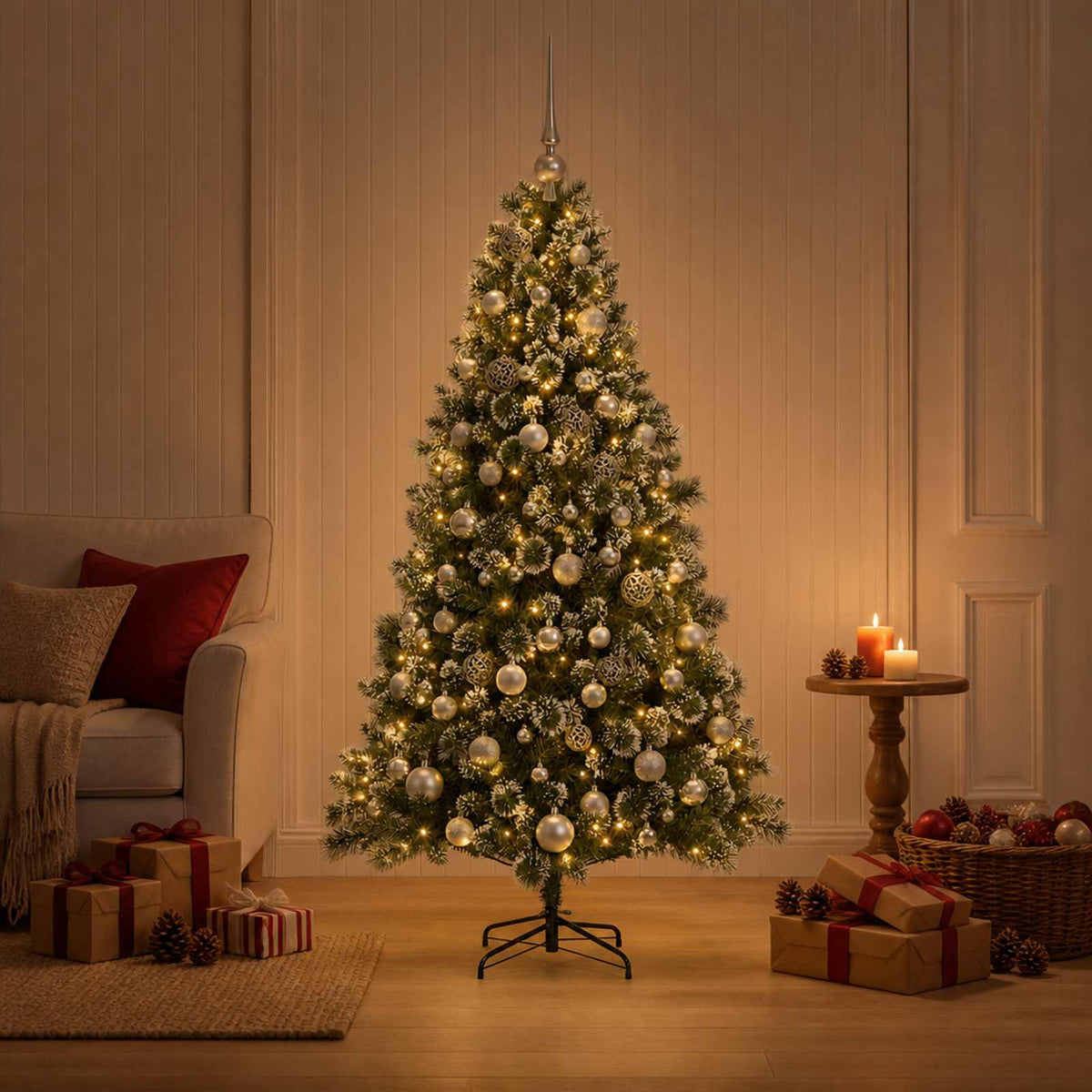 Umjetno božićno drvce s kuglicom 180 cm 300 LED lampica