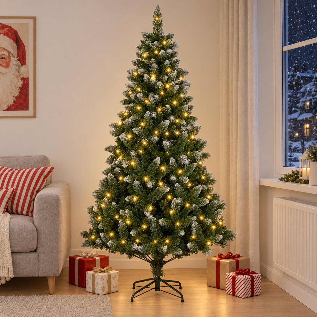 Umjetno božićno drvce 120 cm 150 LED lampica Topla bijela