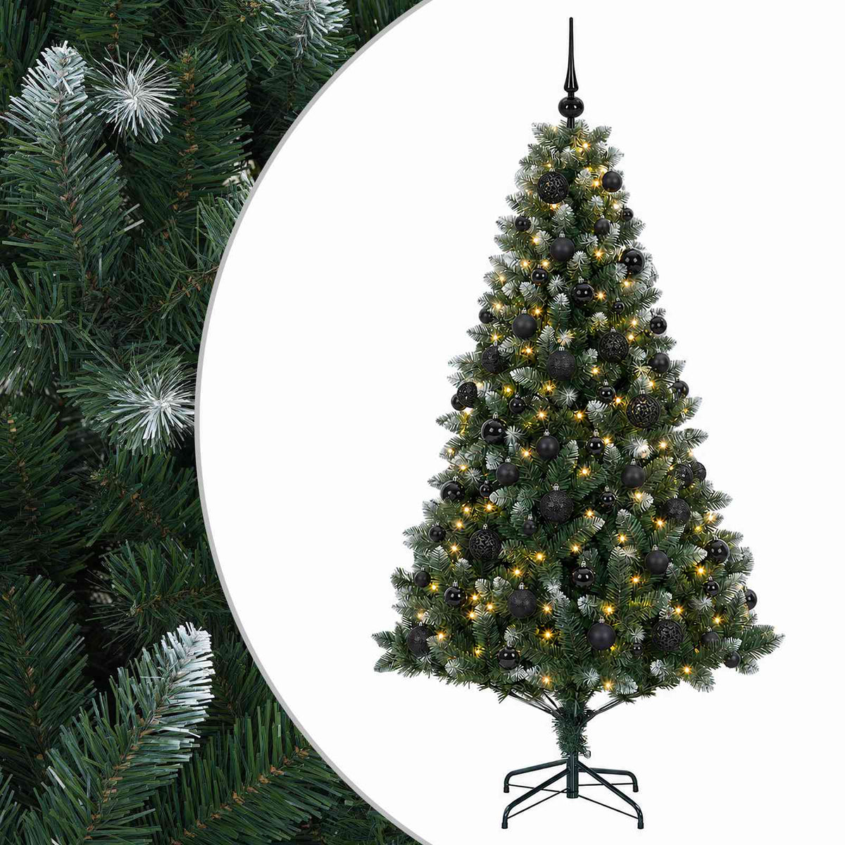 Umjetno božićno drvce s kuglicama 210 cm 300 LED lampica