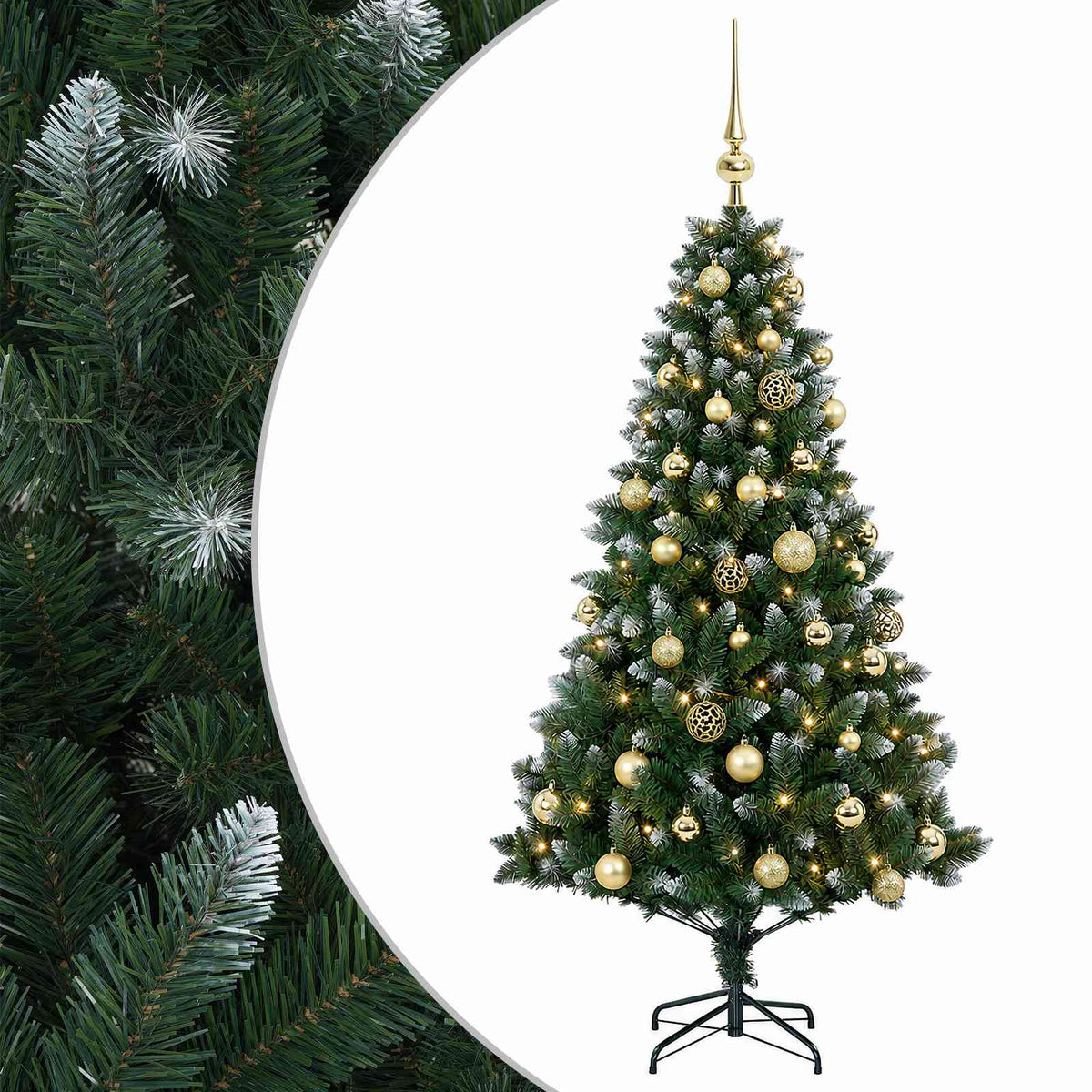 Umjetno božićno drvce s kuglicama 120 cm 150 LED lampica