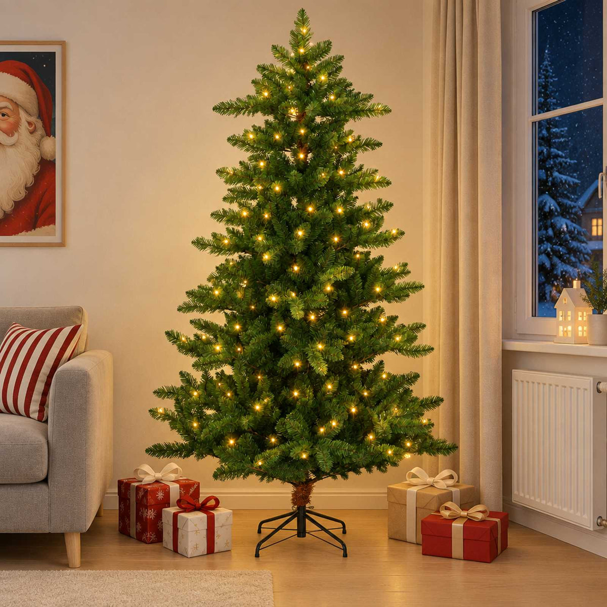 Umjetno božićno drvce 180 cm 300 LED lampica Topla bijela