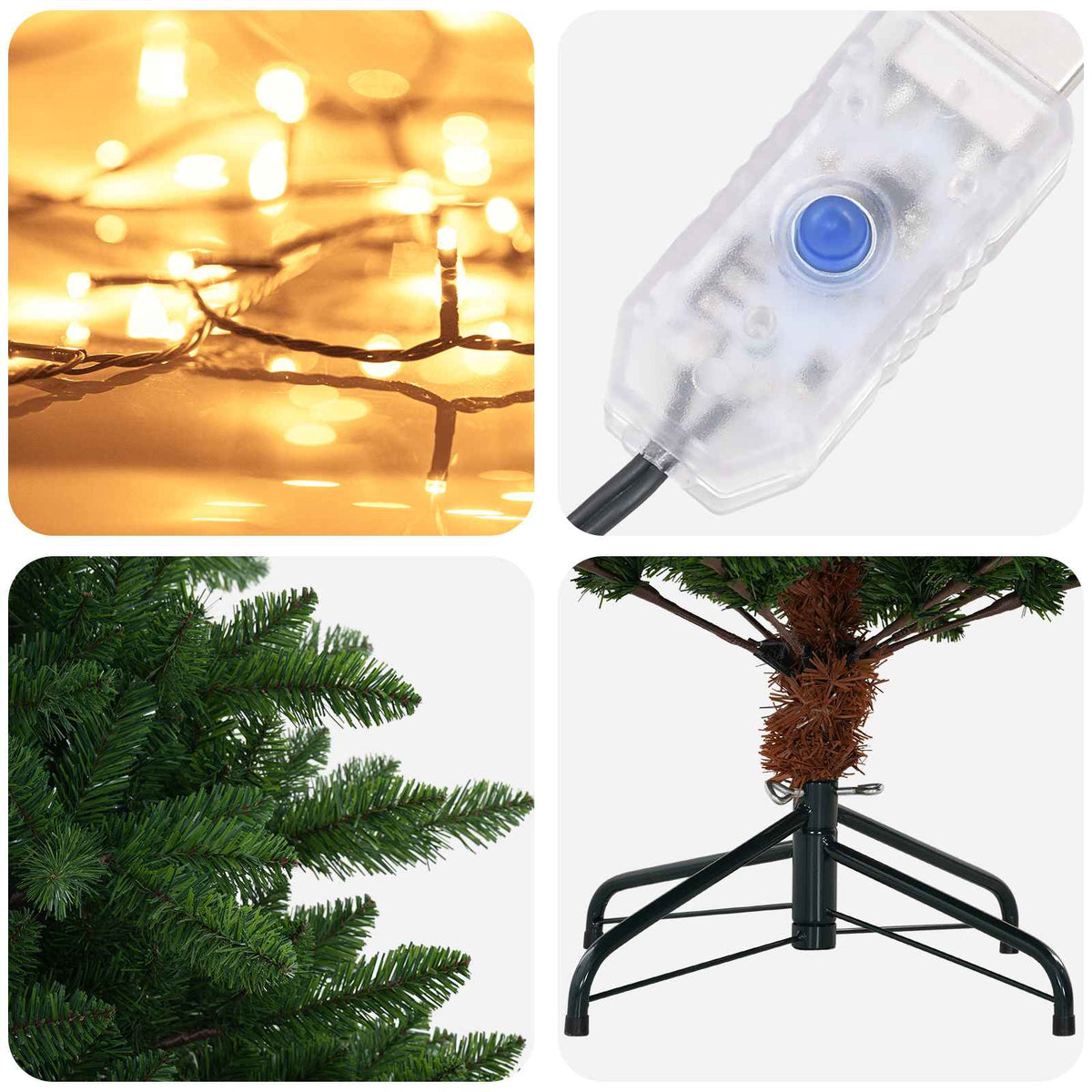 Umjetno božićno drvce 180 cm 300 LED lampica Topla bijela