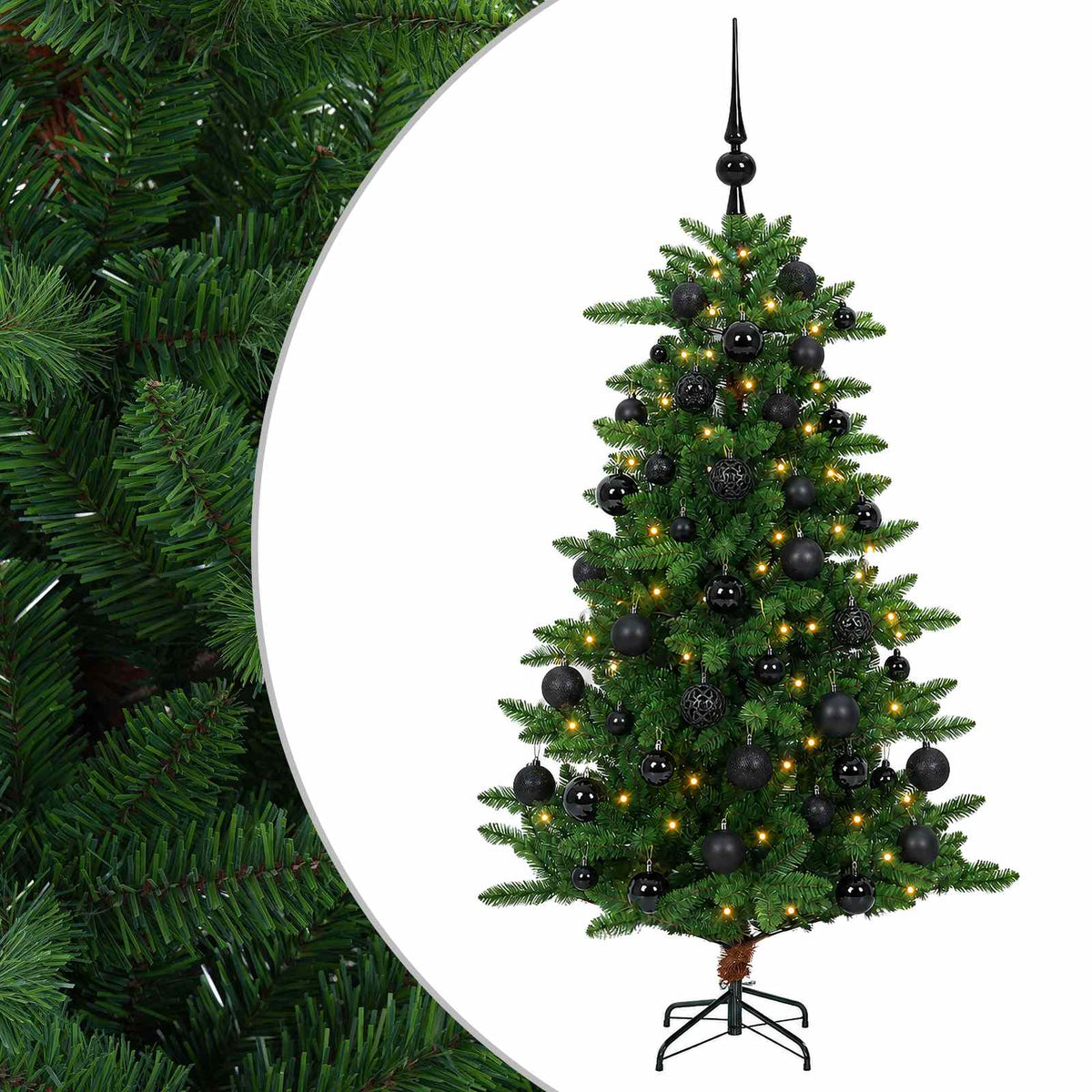 Umjetno božićno drvce s kuglicama 150 cm 150 LED lampica