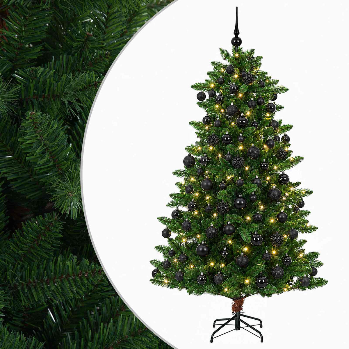 Umjetno božićno drvce s kuglicama 180 cm 300 LED lampica