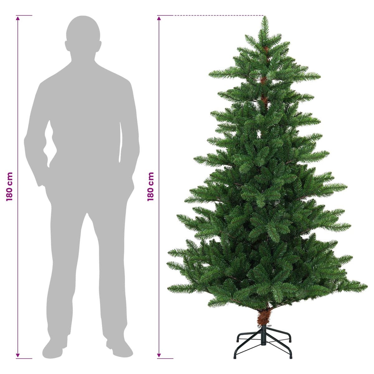 Umjetno božićno drvce s kuglicama 180 cm 300 LED lampica