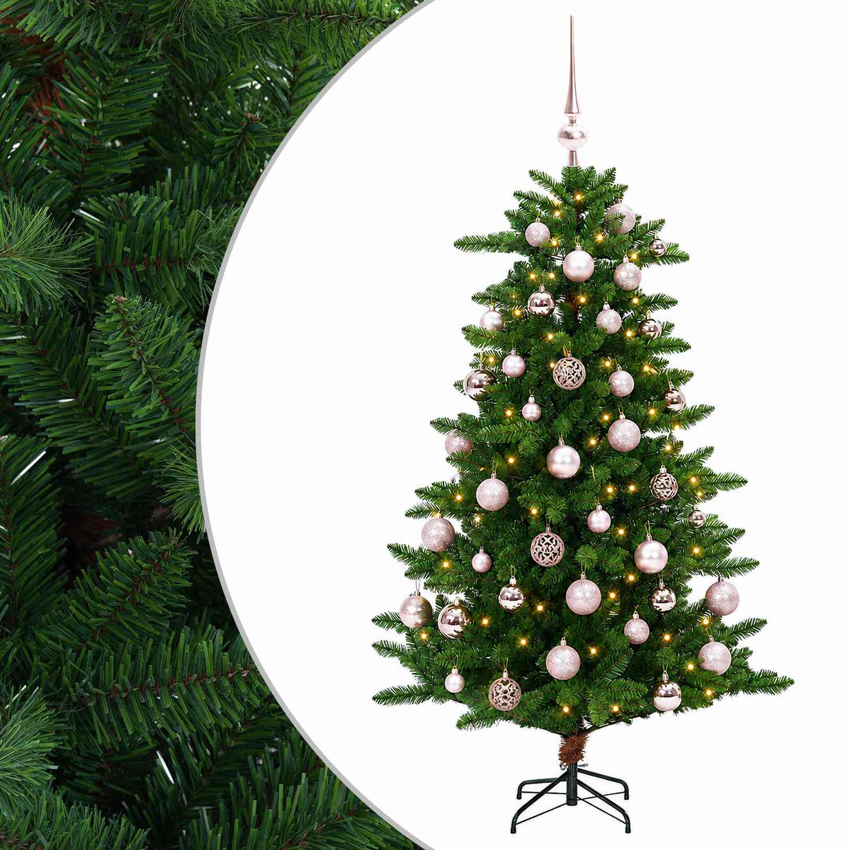 Umjetno božićno drvce s kuglicama 150 cm 150 LED lampica