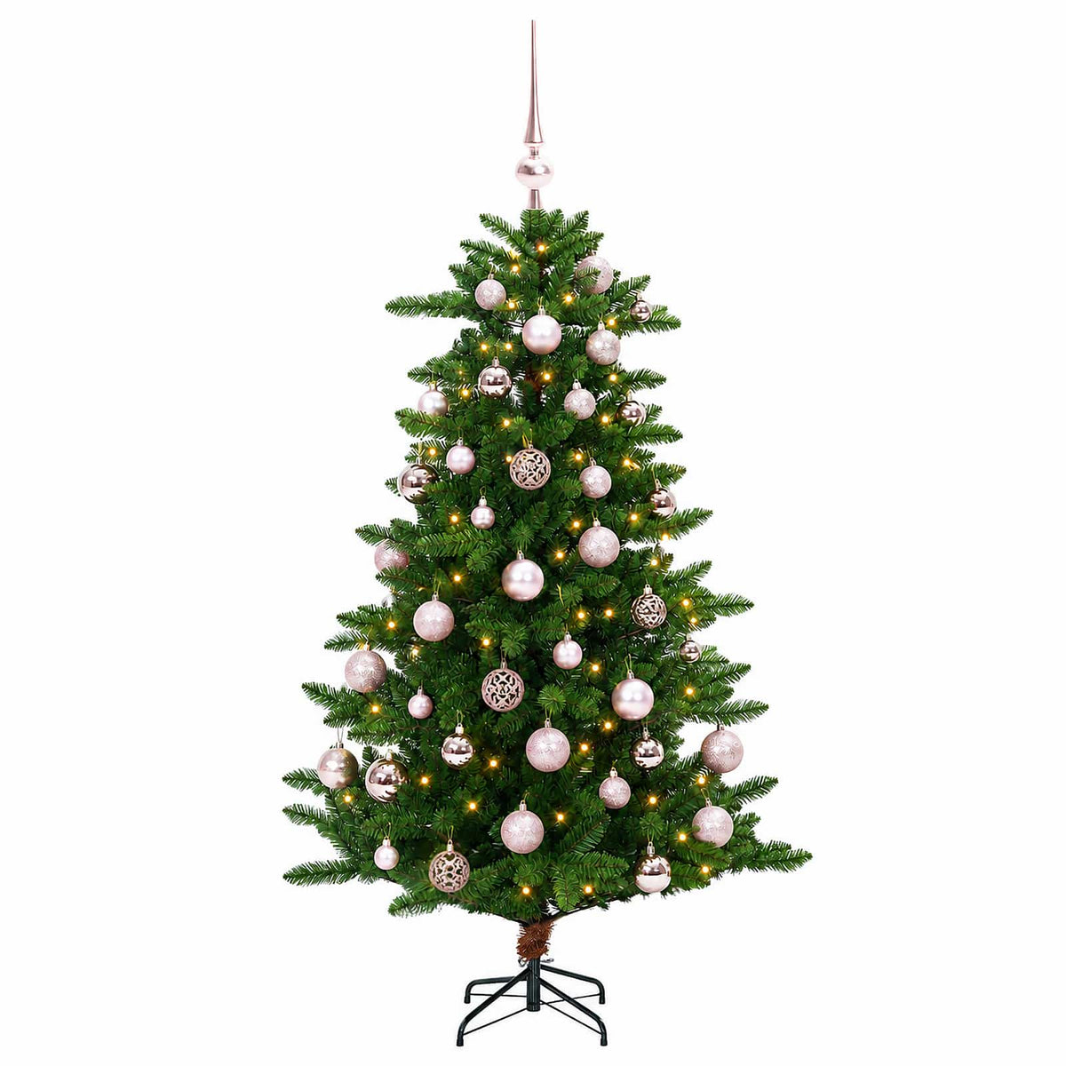 Umjetno božićno drvce s kuglicama 150 cm 150 LED lampica