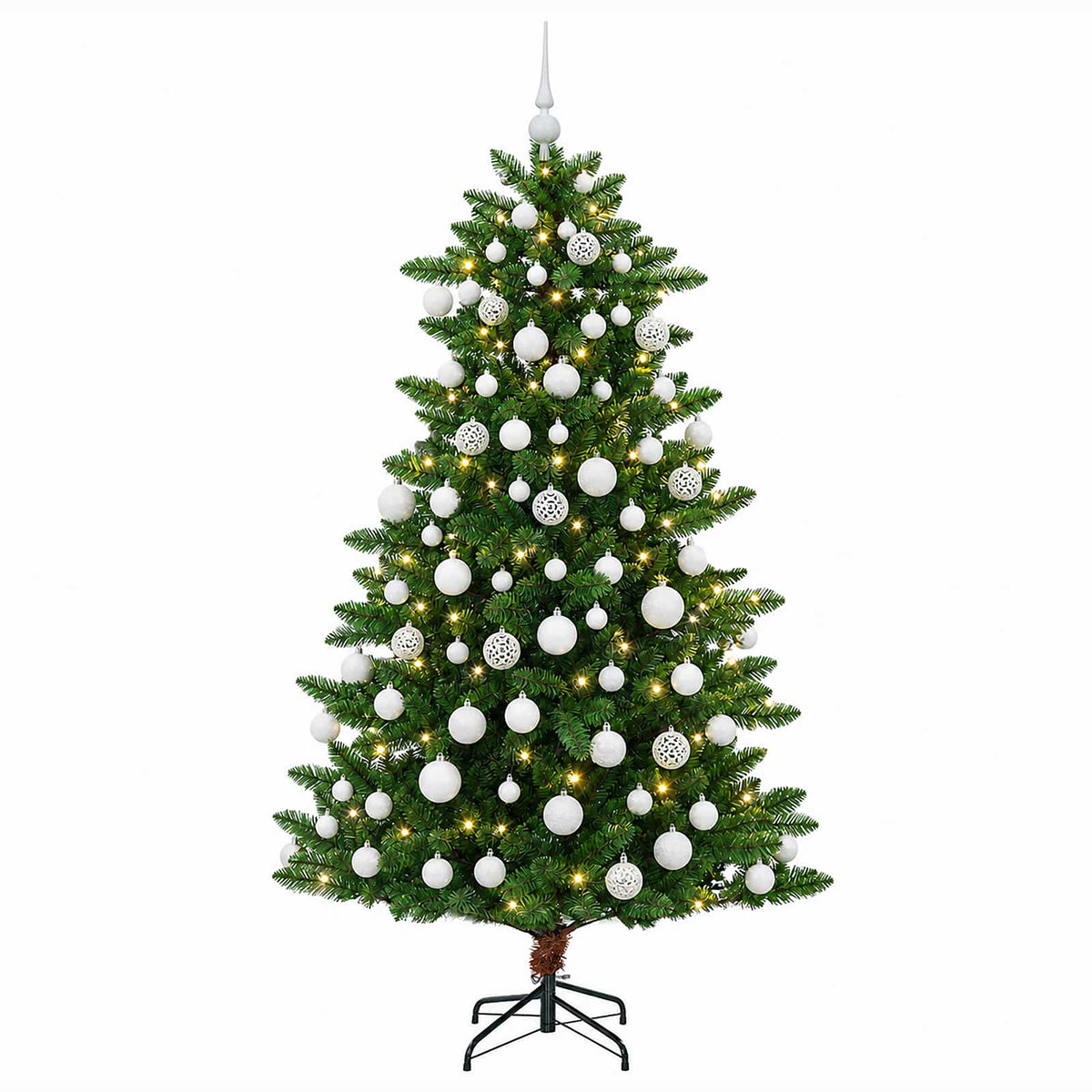 Umjetno božićno drvce s kuglicama 180 cm 300 LED lampica