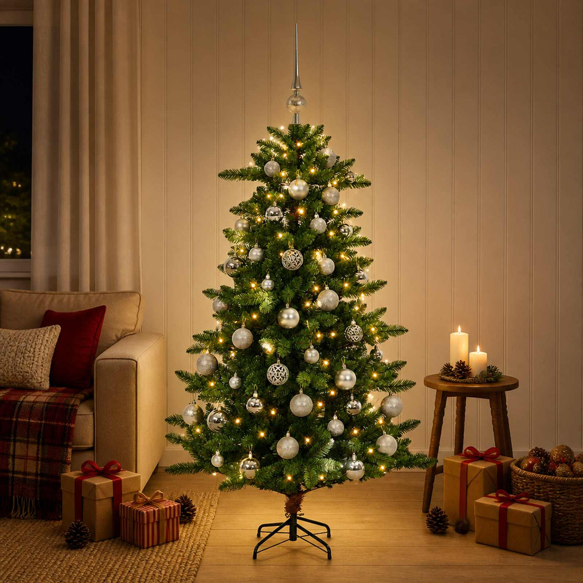 Artificial Christmas Tree with Bauble 150 cm 150 LED lampica