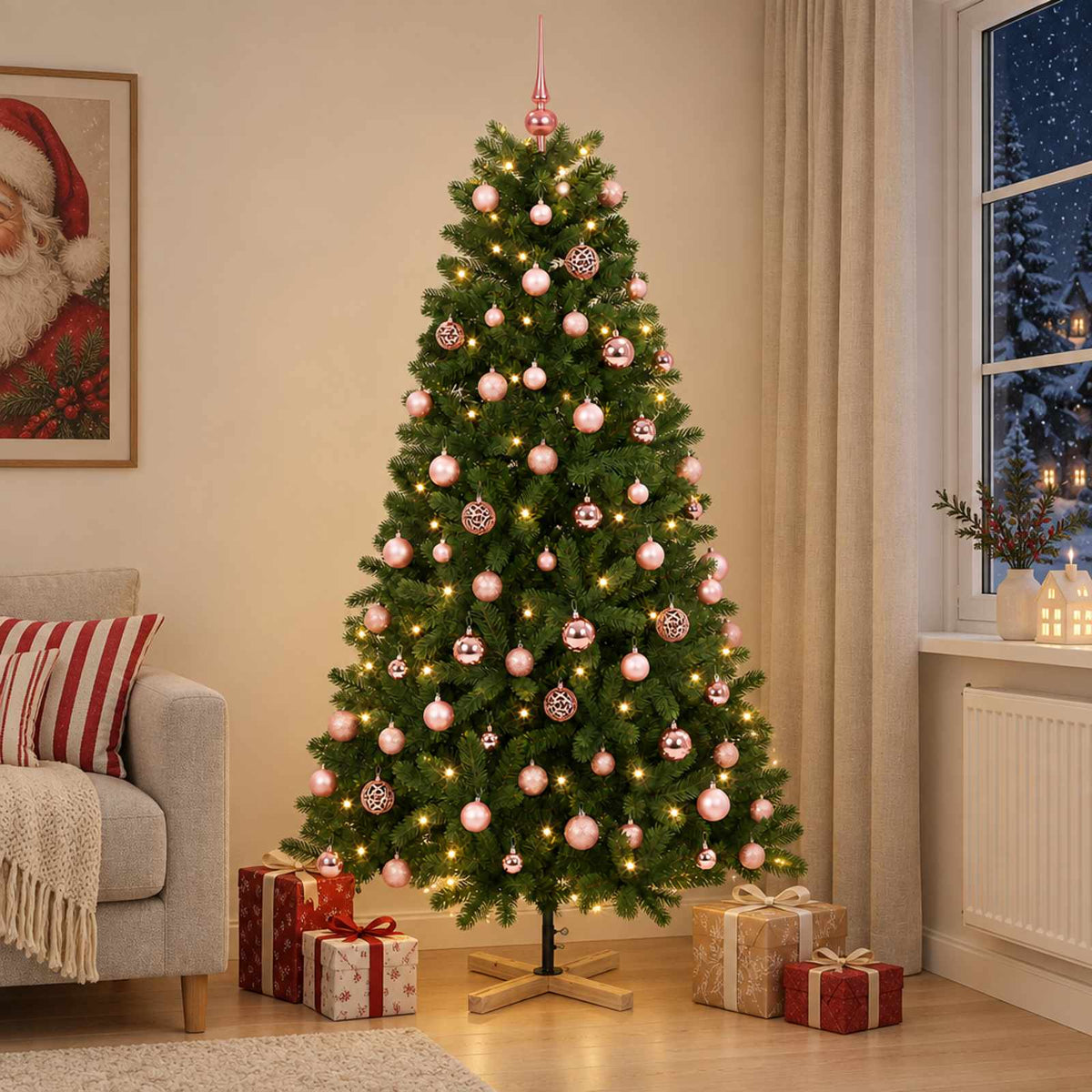 Umjetno božićno drvce s kuglicom 180 cm 300 LED lampica