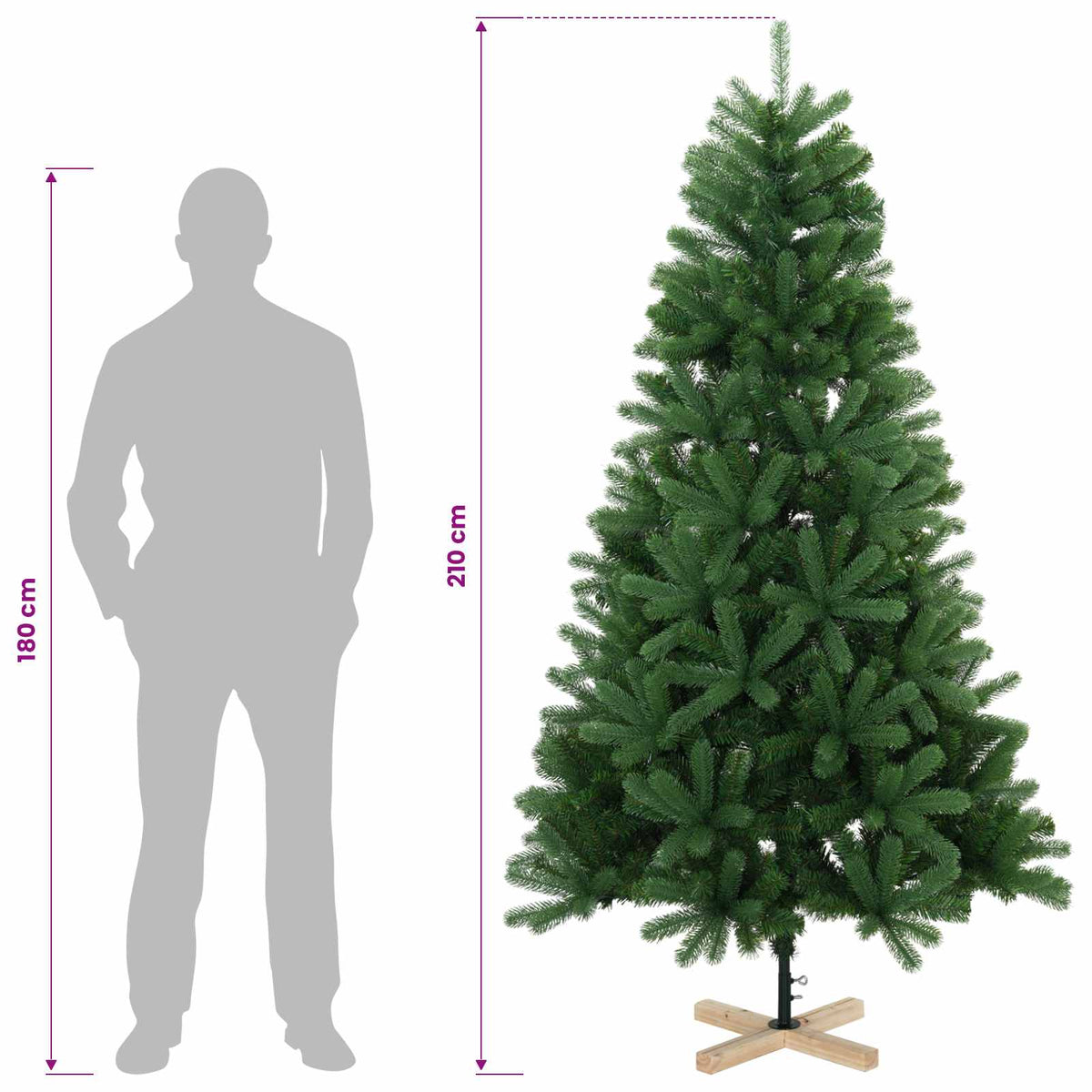 Umjetno božićno drvce s kuglicom 210 cm 300 LED lampica