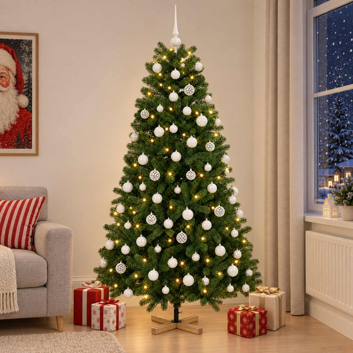 Umjetno božićno drvce s kuglicom 210 cm 300 LED lampica