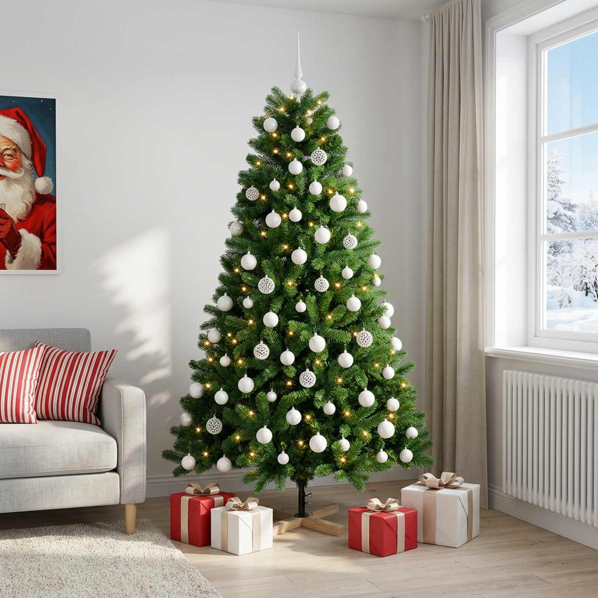 Umjetno božićno drvce s kuglicom 210 cm 300 LED lampica