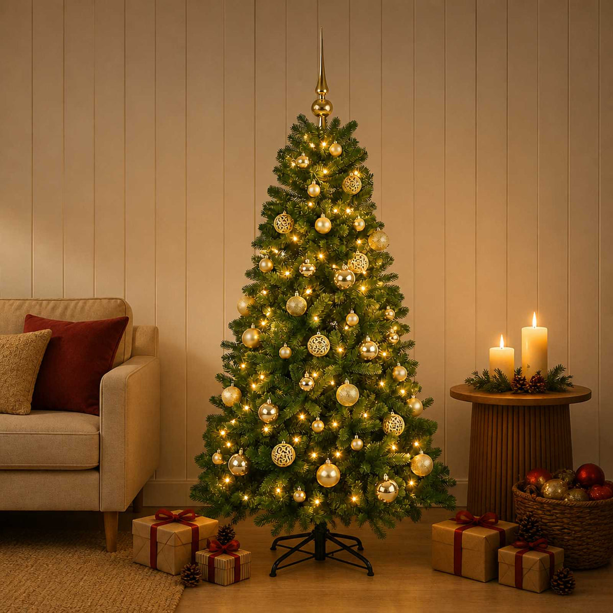 Umjetno božićno drvce s kuglicom 120 cm 150 LED lampica