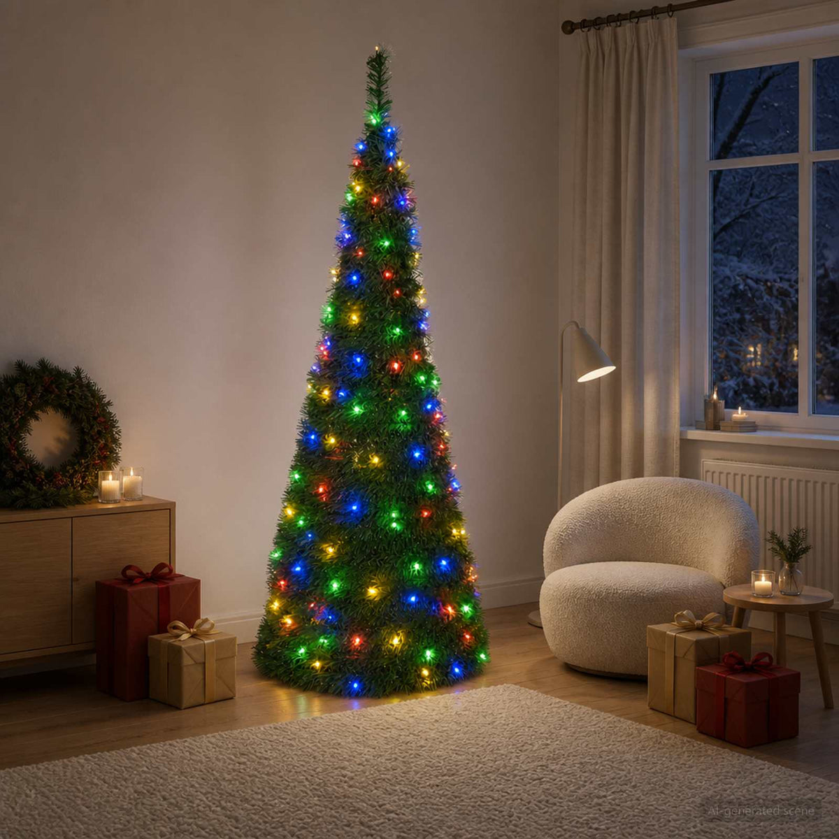 Pop-up LED božićno drvce 210 cm 200 LED lampica PVC Zelena