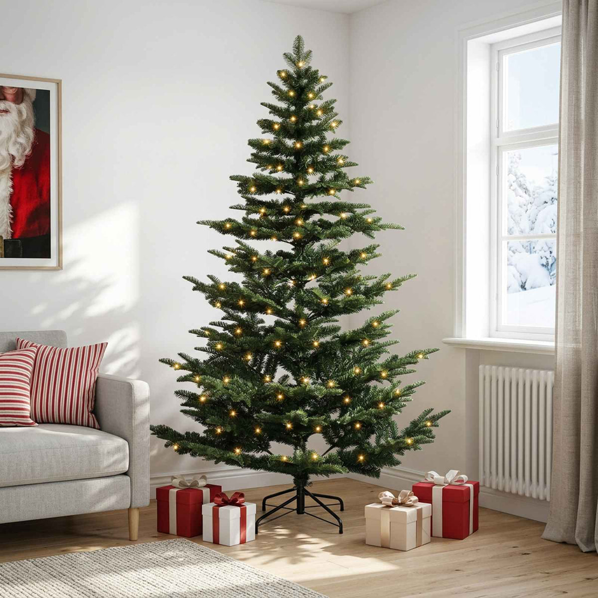 Umjetno božićno drvce s nogom 210 cm 300 LED lampica