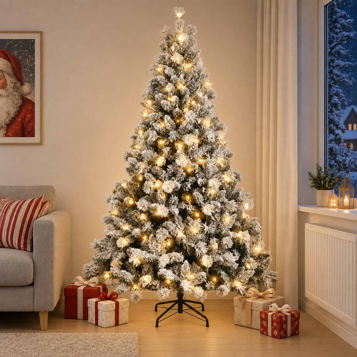 Umjetno božićno drvce s nogom 150 cm 150 LED lampica