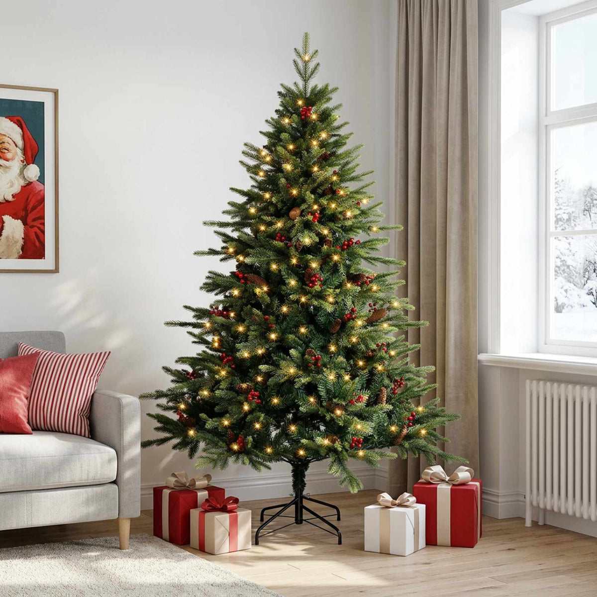 Umjetno božićno drvce s nogom 180 cm 300 LED lampica