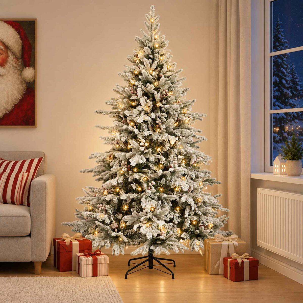 Umjetno božićno drvce s nogom 210 cm 300 LED lampica