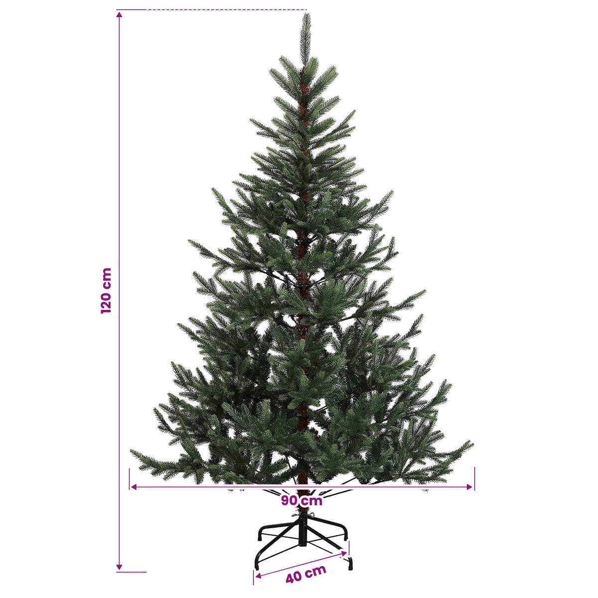 Umjetno božićno drvce s nogom 120 cm 150 LED lampica