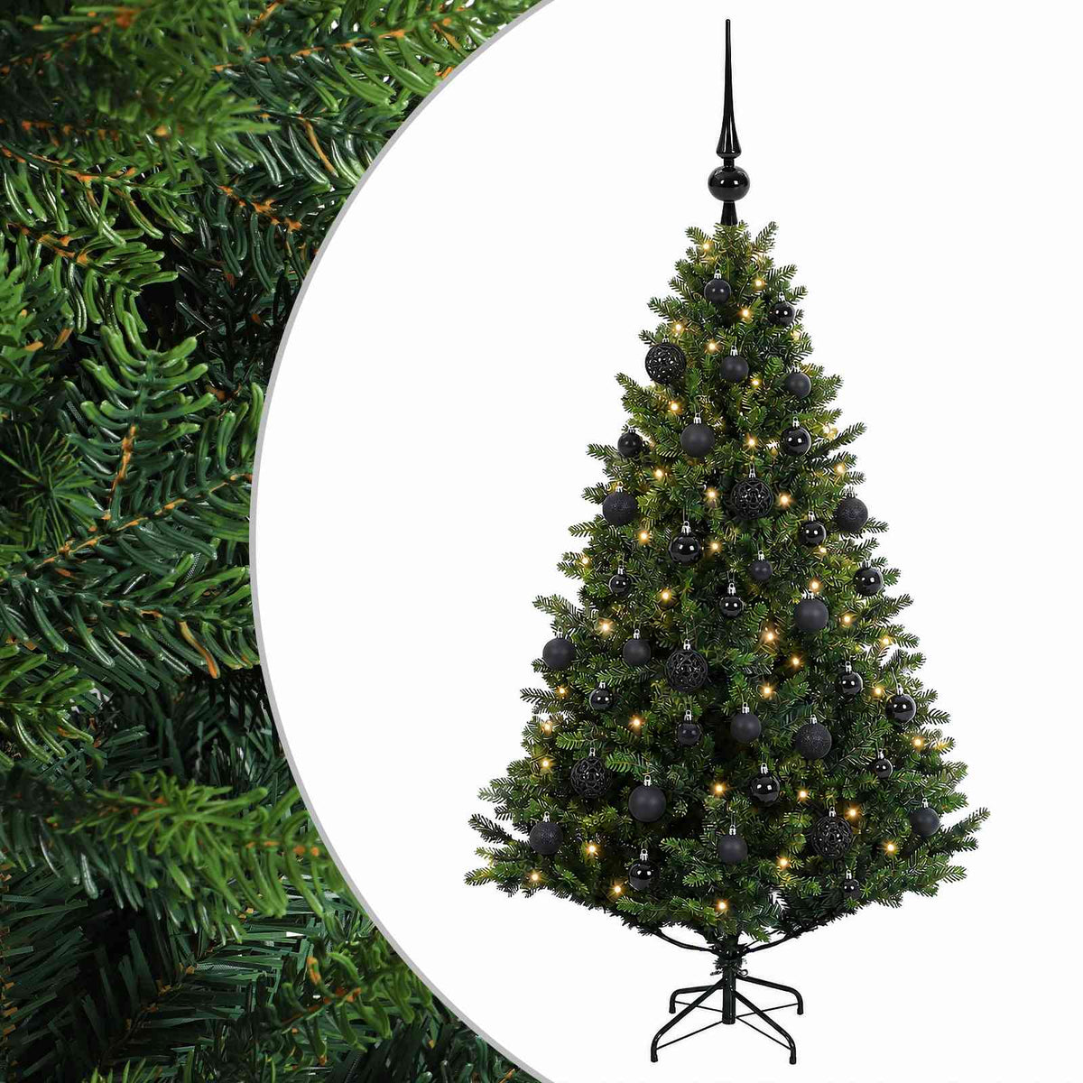 Umjetno božićno drvce s kuglicama 120 cm 150 LED lampica