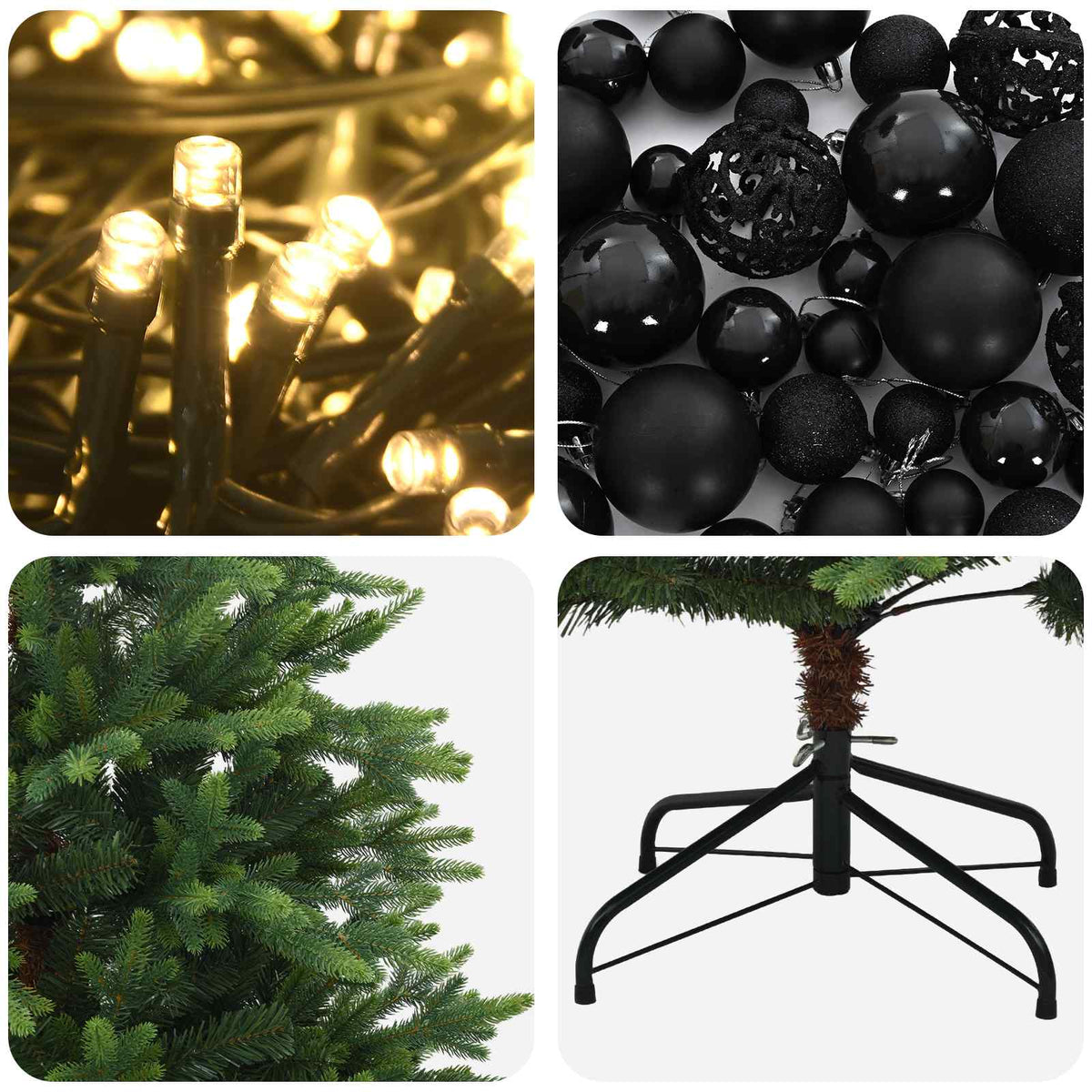 Umjetno božićno drvce s kuglicama 150 cm 150 LED lampica