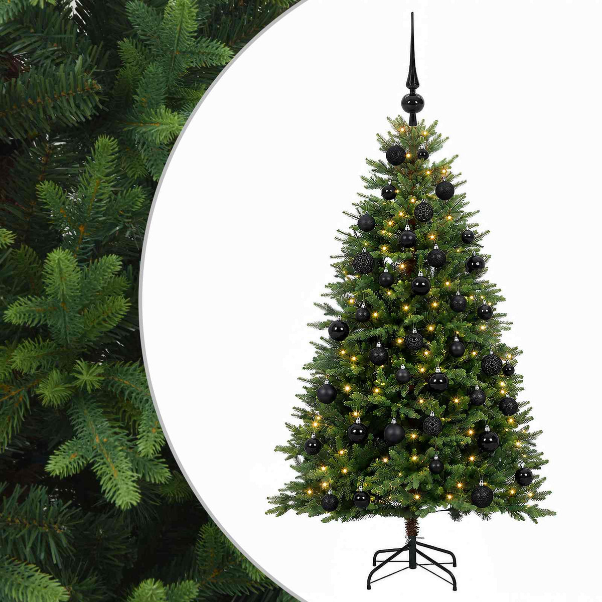 Umjetno božićno drvce s kuglicama 150 cm 150 LED lampica