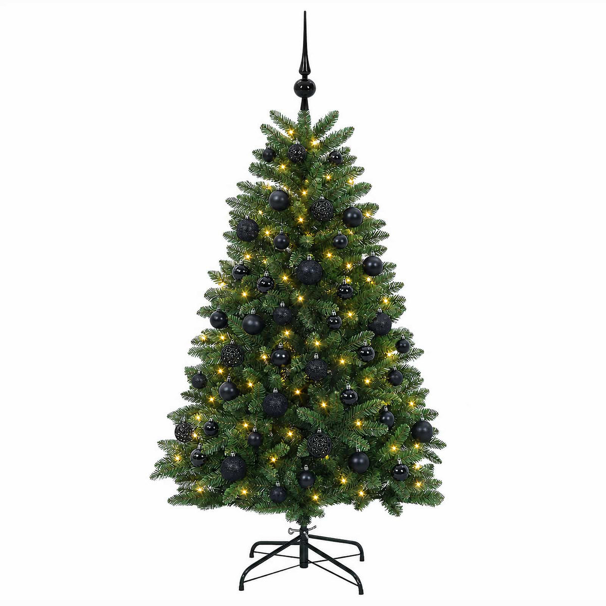 Umjetno božićno drvce srednje zeleno s kuglicama 150 cm