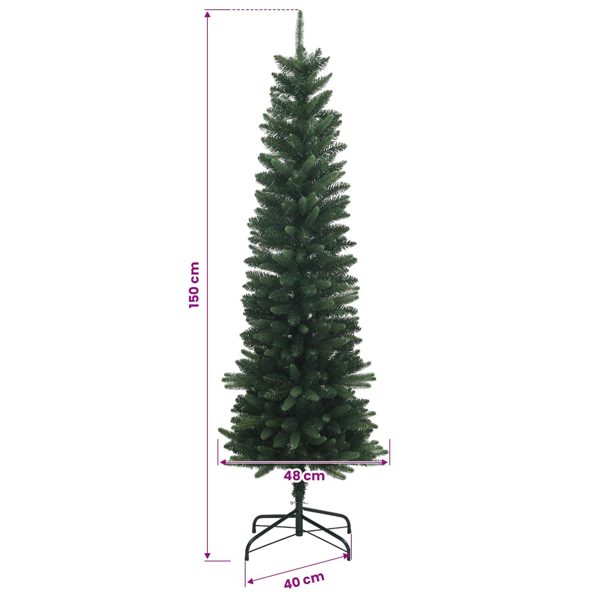 Umjetno usko božićno drvce s kuglicom 150 cm 150 LED lampica