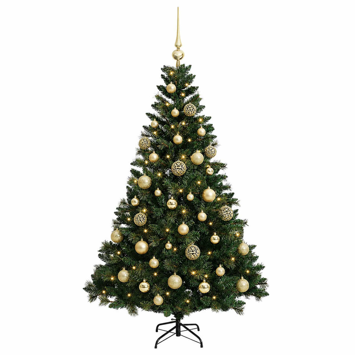 Umjetno božićno drvce s kuglicama 150 cm 150 LED lampica