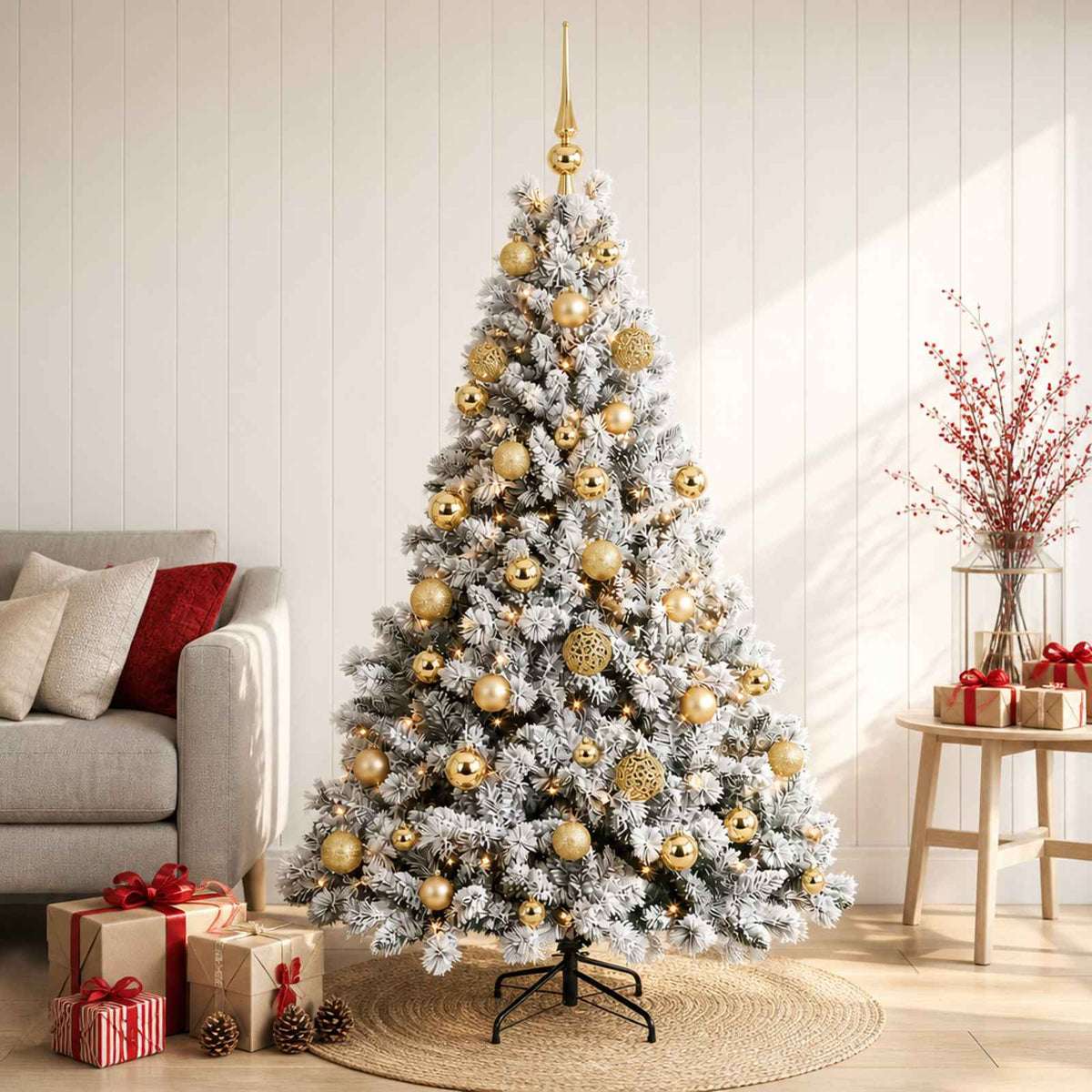 Umjetno božićno drvce s kuglicama 150 cm 150 LED lampica