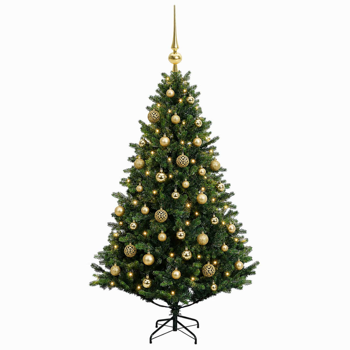 Umjetno božićno drvce s kuglicama 120 cm 150 LED lampica