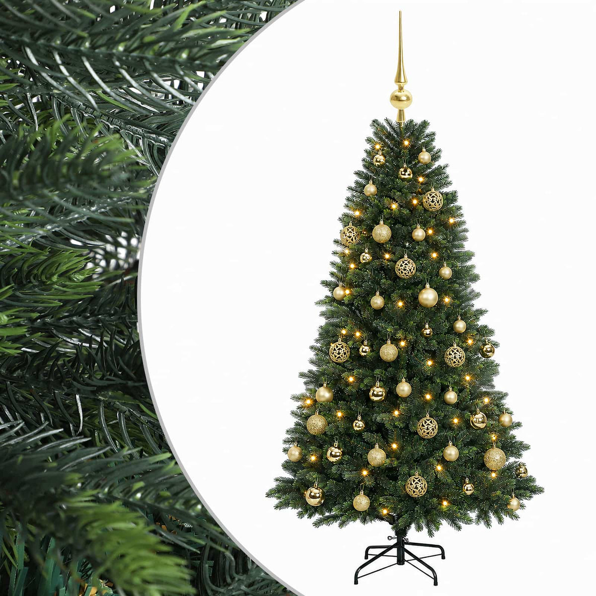 Umjetno božićno drvce s kuglicama 120 cm 150 LED lampica