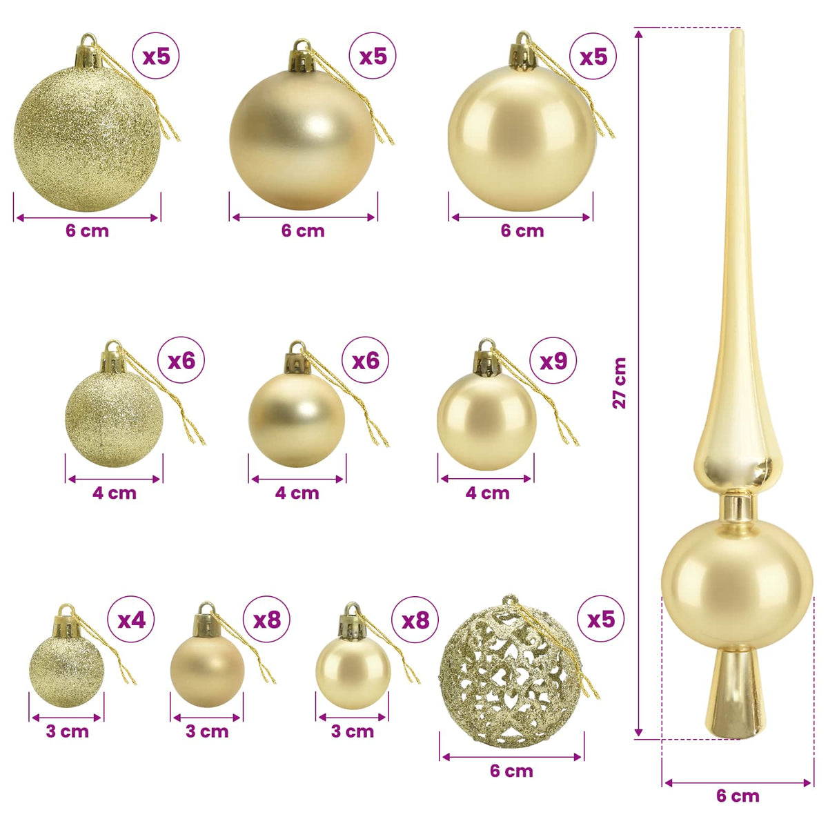 Umjetno božićno drvce s kuglicama 120 cm 150 LED lampica