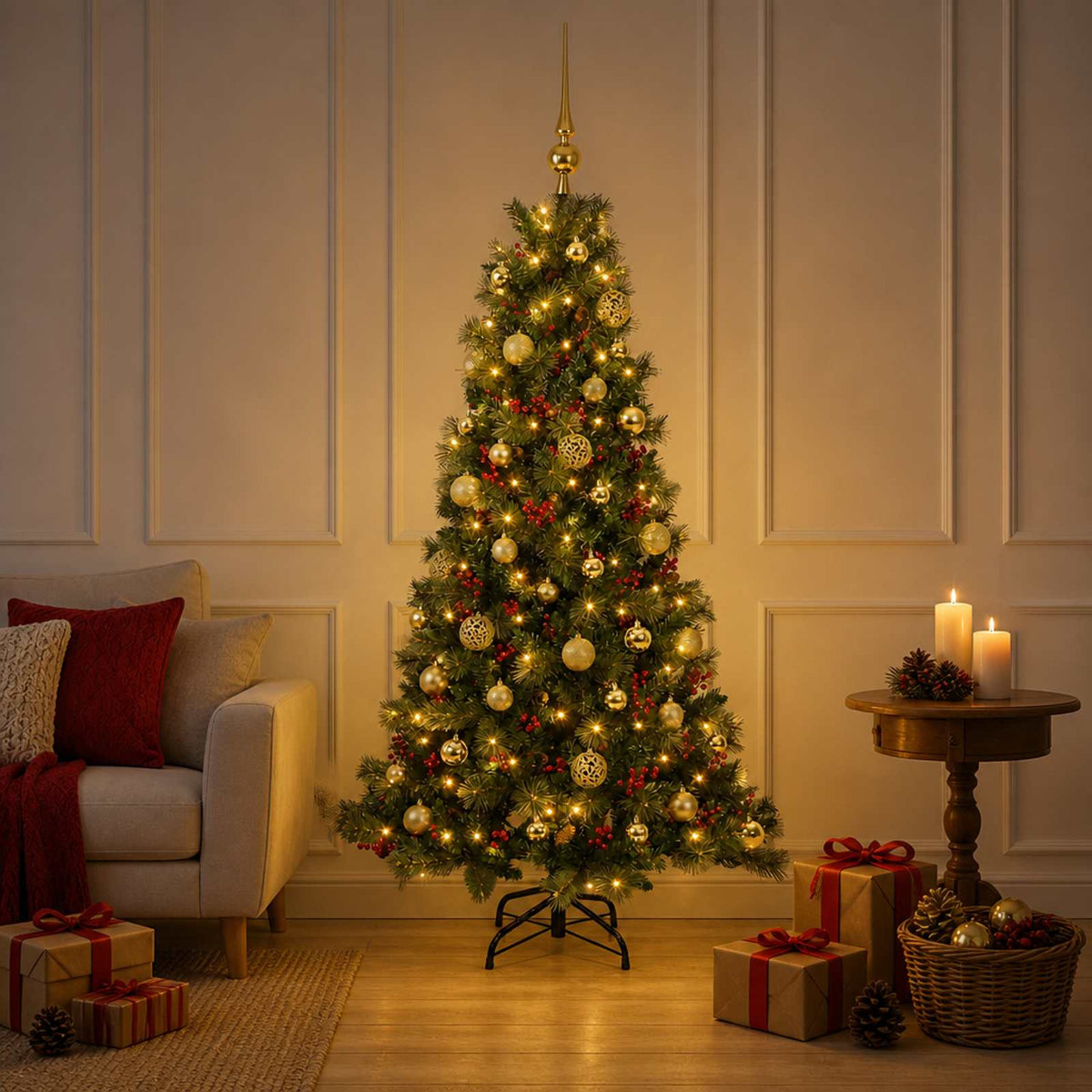 Umjetno božićno drvce s kuglicom 150 cm 150 LED lampica